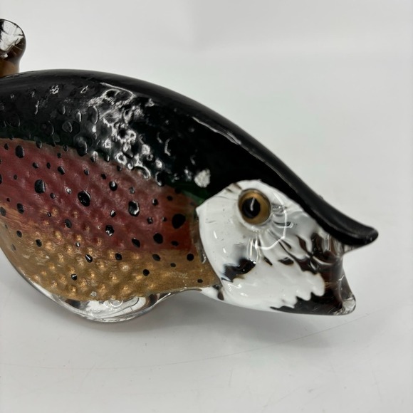 Willow Creek Glass Fish Trout Sculpture Paperweight Hand Painted Signed CHIPPED - Picture 8 of 11